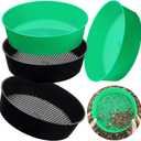 4 Pack Rock Garden Sieve Soil Sifter, Round Plastic Gardening Soil Sifting Pan Sand Sifter Set, Sifting Tray for Small Gravel