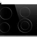 Noxton Electric Cooktop 30 Inch, Knob Control 4 Burners Electric Stove Top with Glass Protection Metal Frame, Expandable Burner, Safety Lock, Timer, 6700W 240V Hard Wired(Black)