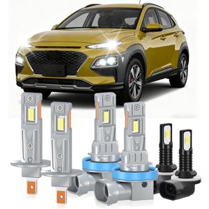 Lights Bulbs Combo For Hyundai Elantra 2007-2013, 20000LM Super Bright High and Low Beam Fog Lights, 6000K White, 800% Brighter, Plug And Play, 6-Pack