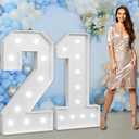 imprsv Marquee Numbers Large 21st-Birthday Decorations: 4ft Light Up Number Party Decor 21 Year Old Women and Men Birthday Decoration Backdrop Anniversary Cardboard Big Mosaic Balloon Frame Number 21, age 21