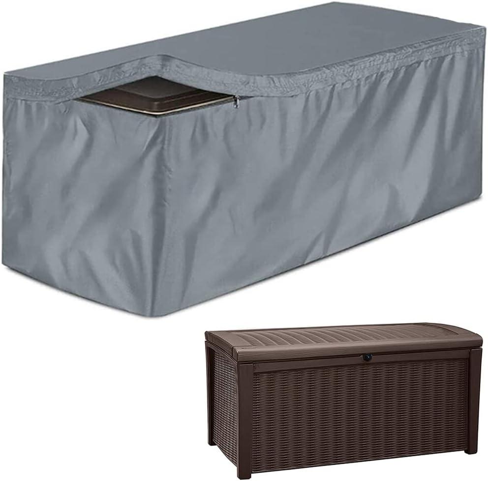 Patio Deck Box Cover Skyour Heavy Duty 420D Oxford Waterproof Bench Outdoor Storage Deck Boxes Covers Garden Furniture Table Ottoman Dust Cover (Gray, M: 51x23x28in)