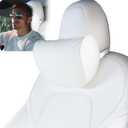 HOPON 2025 Upgrade Headrest Pillow for Tesla Model 3 Model Y with Adjustable Strap,Fits All Vehicles,Car Neck Pillow with Leather,for Head,Neck,Shoulders,Multipurpose,Car Accessories 1 Pack (White)