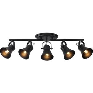 KEESFU 5-Light Track Lighting Kit,Black Semi Flush Mount Ceiling Light with 5 Rotatable Light Heads,Modern Accent Lighting for Livingroom,Bedroom,Hallway,Art Wall,Bathroom,Kitchen.(5-Light)