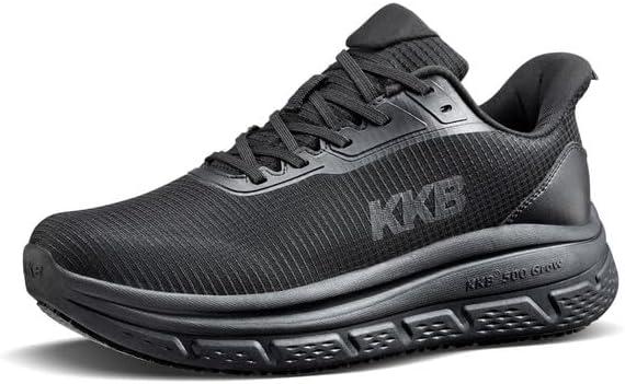 Men's Non Slip Work Shoes Waterproof Easy Slip Sneakers for Kitchen Restaurant Chefs Nurses with Arch Fit Support Orthopedic, 7.5, Plaid Black