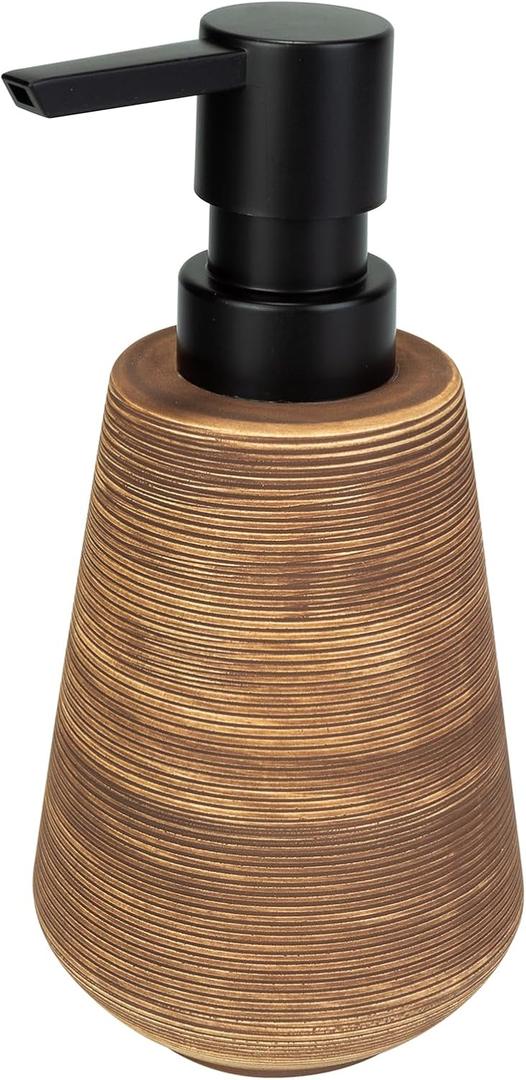 Soap Dispenser Bathroom, Ceramic Bathroom Countertop Hand Soap Dispenser for Kitchen Sink Refillable Lotion Liquid Foaming Soap Dispenser Bottle with Pump (One Size,#002Brown)
