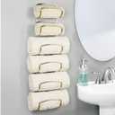 mDesign Metal Towel Storage Unit Bathroom Towel Storage for Towels Practical Towel Rack Also for Bathroom Accessories Brass