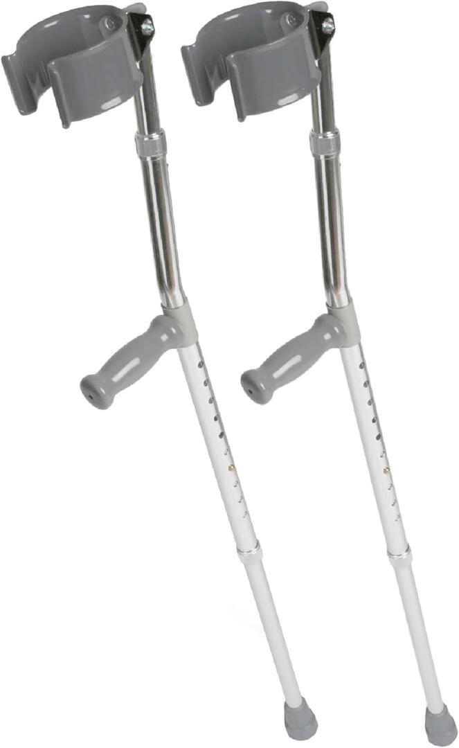 Medline Aluminum Forearm Crutches, Adult, Cuff Size 4", Pack of 2 (Adult, 5'0" - 6'2")