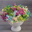 14 x Faux Artificial Plants Flowers for Outdoor Planters Spring Summer Decor 16 Bundles Fake Eucalyptus Silk Daisy UV Resistant Realistic Used for Outside,Home,Front Porch,Patio,Yard Decorations