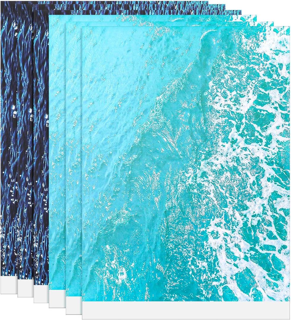 6Pcs Artificial Ripple Water Sheets, Self Adhesive Ocean Diorama Supplies | Realistic Water Ripple Effect Stream Background for Miniature Lake River Scenery Decor