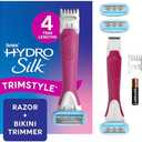Schick Hydro Silk TrimStyle Razor with Bikini Trimmer for Women | 2-in-1 Bikini Razor for Women and Womens Trimmer for Pubic Hair, Includes 1 Waterproof Handle, 3 Refills & 1 AAA Battery Missing Pieces