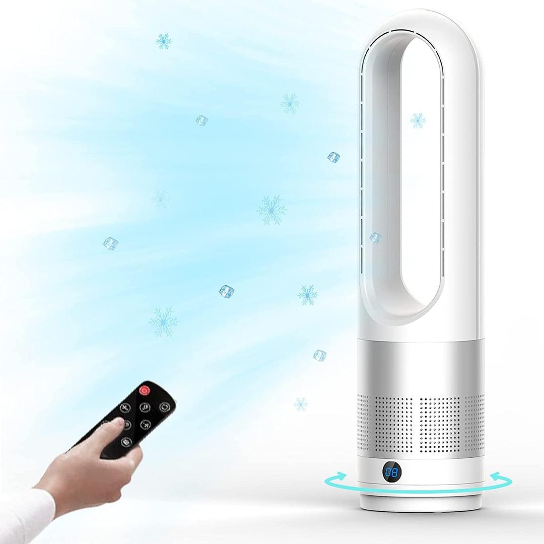 KIAMI Bladeless Cooling Fan, 22 inch Tower Fan, 80 Oscillating Pedestal Fan with Remote Control, 8 Speeds, 8H Timer, LED Display with Auto Off, Portable Quiet Cooling Fan for Bedroom, Home, Office