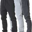 Ultra Performance 3 Pack Mens Fleece Wide Leg Sweatpants with Pockets, Open Bottom Workout Sweatpants for Men (X-Large, Charcoal / H. Grey / Black)
