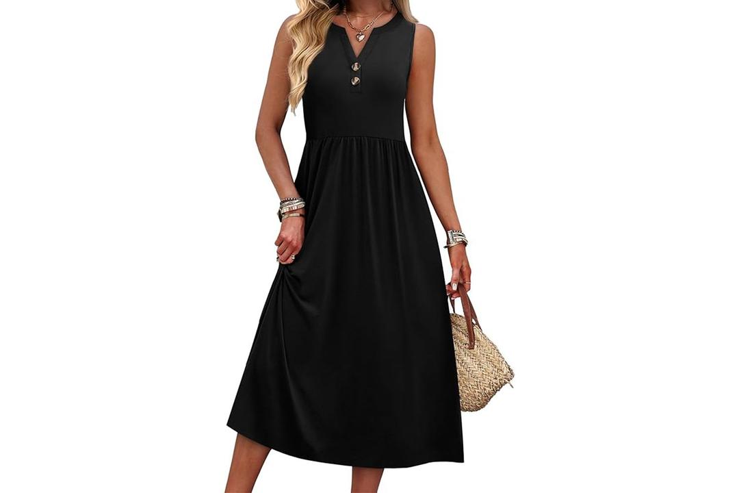 WIHOLL Women's Summer Dresses Maxi Dress Vacation Beach Sundresses 2026 with Pockets, L