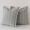 LANANAS Decorative Throw Pillow Covers 18x18 Set of 2 for Couch Sofa Bed Living Room Neutral Farmhouse Boho Modern Accent Home Decor Cushion Covers (Light Grey, 18x18 Inch)