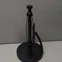 VEHHE Paper Towel Holder Countertop, Black Paper Towel Holder with Spring Activated Arm and Damping Effect, Simply Tear Paper Towel Stand for Bathroom and Kitchen (Black) (Black-suction Base)