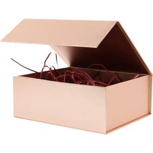 Rsgift Rose Gold Magnetic Empty Gift Box,7.8x7x3.1 Inches Gift Boxes with Lids,Groomsmen Bridesmaids Gifts,Engagements,Bridal Showers,Valentine's Day,Thanksgiving Day,Christmas Gift Boxes