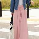 Women's Wide Leg Sweatpants High Elastic Waist Flowy Palazzo Pants Loose Baggy Pants Bottoms (Pure Pink)
