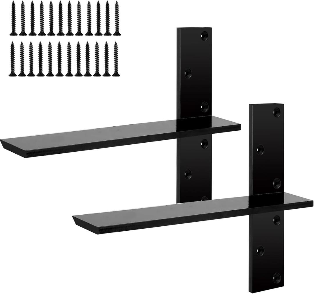 2-Pack Floating Shower Bench Brackets - 16" L x 2.5" W Heavy-Duty Hidden Countertop Wall Support Brackets, 3/8" Thick, Ideal for Floating Vanity, Cabinets, Granite,Dishwashers, Bin,and Bench Seats