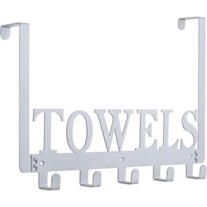 Kuhome Over The Door Hooks, Towel Hooks for Bathroom, Towel Rack Towel Holder for Bathroom Bedroom Kitchen Pool Beach Towels Bathrobe Wall Mount Hang on The Door Cabinet Cupboard (Silver Grey)