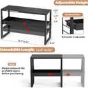 Adjustable Kitchen Countertop Organizer, 2-Tier Expandable Cabinet Counter Shelves, Heavy Duty Steel Pantry Organizers and Storage Shelf Rack Stand Riser, Adjustable Length & Height, Black