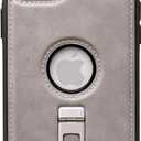 for iPhone 15 Case Leather with Stand, Strong Magnetic Fits for MagSafe (White Titanium, iPhone 15)