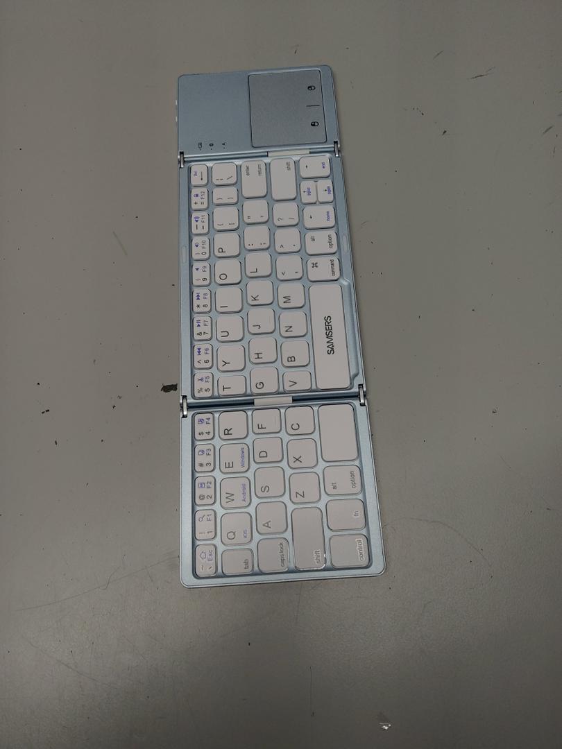 Samsers Foldable Bluetooth Keyboard with Touchpad - Portable Wireless Keyboard with Holder, Rechargeable Full Size Ultra Slim Pocket Folding Keyboards for Android Windows iOS Tablet & Laptop - Blue