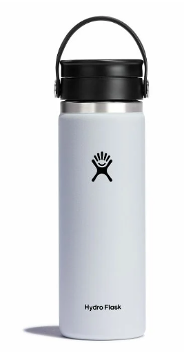 Hydro Flask Wide Mouth Bottle with Flex Sip Lid - Insulated Water Bottle Travel Cup Coffee Mug White 20 oz
