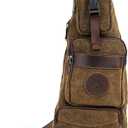 Hebetag Leather Sling Bag Crossbody Backpack for Men Women Travel Outdoor Camping (#39brown(canvas))