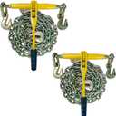 Chain and Binder Kit 5/16in-3/8in，G80 Chains Heavy Duty Ratchet Load Binders，Secure Tie Down Binder for Hauling and Towing,2 Pack