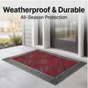 Heavy Duty Outdoor Boot Scraper Mat, 35.5" x 23.5", Black-Red