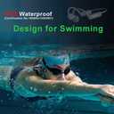 AYI Professional Swim Headphones True Bone Conduction Open Ear Headset MP3 Player Built-in 16G Memory IP68 Underwater Waterproof Bluetooth Earphone for Driving Bicycling Running Skiing Sports-Black