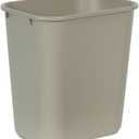 Rubbermaid Commercial Standard Wastebasket, 15" x 10.3" x 14.4", Beige