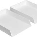 Amazon Basics Rectangular Plastic Desk Organizer, letter size Tray, 2-Pack, 24x12x2,5 inches, White