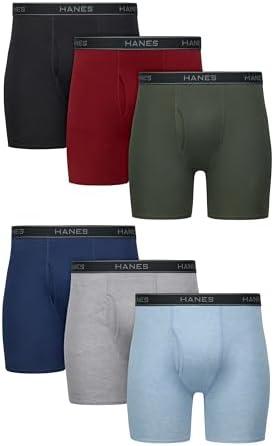Hanes mens Underwear Boxer Briefs Pack, Cool & Breathable Cotton Moisture-wicking Underwear for Men, No Ride Up, M
