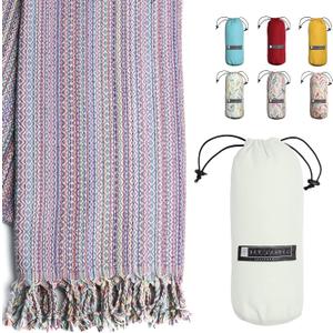 BAY LAUREL Turkish Beach Towel with Travel Bag 39 x 71 Quick Dry Sand Free Lightweight Large Oversized Towels Light
