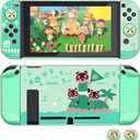 Dockable Case for Nintendo Switch, FANPL Protective Case Cover for Nintendo Switch and Joy Con Controller with 2 Marshal Design Thumb Grips - (for Animal Crossing Island Version)