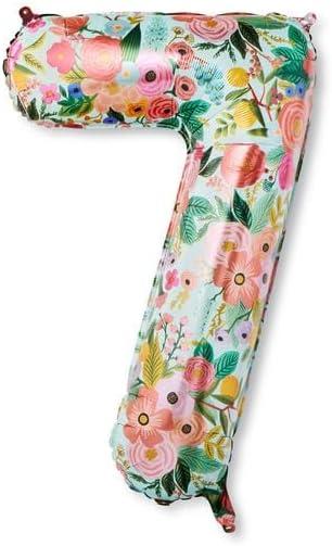 RIFLE PAPER CO. Garden Party Full Color Mylar Numbered Balloon (40" L, Decoration for Events, Celebrations, Holidays and Parties, Stylish Pattern), #7