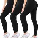 Blisset 3 Pack High Waisted Leggings for Women with Pockets Soft Active Tummy Control Pants for Yoga Running & Daily Wear (Black, S)