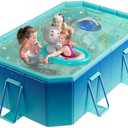 122" Non-Inflatable Foldable Swimming Pool for Family, Portable Above Ground Pool for Adults & Kids, Easy Setup for Outdoor, Backyard, Garden, Camping - Durable PVC(122"×65"×20", Pro)