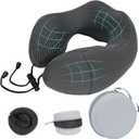 Travel Neck Pillow for Airplanes,100% Memory Foam Neck Support Pillow,Ergonomic U-Shaped 360 Neck Support,Portable with Storage Box,for Flight,Car,Train,Office & Home (Dark Gray)