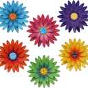 hogardeck Metal Flower Wall Decor for Indoor Outdoor, Kitchen Decor Floral Metal Wall Art, Wall Decor for Bathroom, Living Room, Porch, Garden, Yard, Backyard 6 Pcs 8''