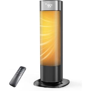 1500W Space Heaters for Indoor Use, Portable Space Heater Large Room with Remote, PTC Ceramic, 100 Oscillation, 24H Timer, 3 Modes, Thermostat, Display off, Room Heater for Bedroom, Office (Black)