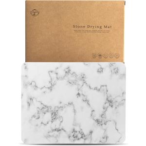 17,7 x 13,8" Stone Drying Mat for Kitchen Counter - Premium Stone Dish Drying Mat with Non-Slip Mesh, Sandpaper, and Silicone Pads  Easy to Use and Highly Absorbent Drying Stone.