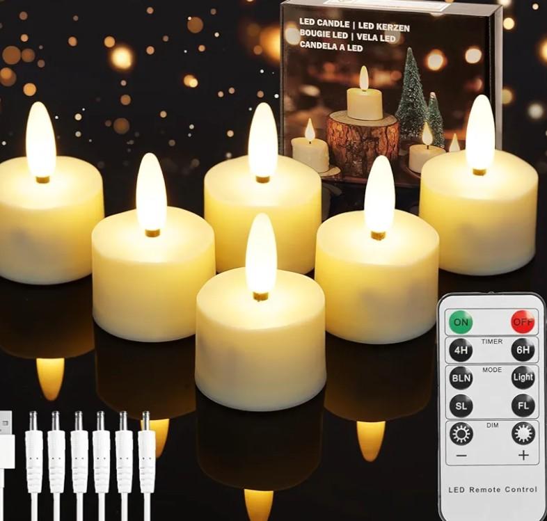 Rechargeable Candles with Remote, 12PCS Flickering LED Tea Lights Candles for Halloween Christmas Wedding Home Decor, Tea Lights Candles Battery Operated with Timer (USB Charging Cable Included)
