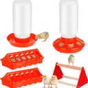 TINSKY 5 Pack Chick Feeder and Waterer Set Plastic Baby Chicken Brooder Starter Kit with Chick Perch for Small Poultry Ducks Quail