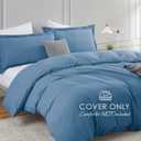 Hearth & Harbor Blue Heaven Duvet Cover Queen Size - 3 Piece Queen Duvet Cover Set, Soft Double Brushed Queen Size Duvet Covers with Button Closure, 1 Duvet Cover 90x90 inches and 2 Pillow Shams