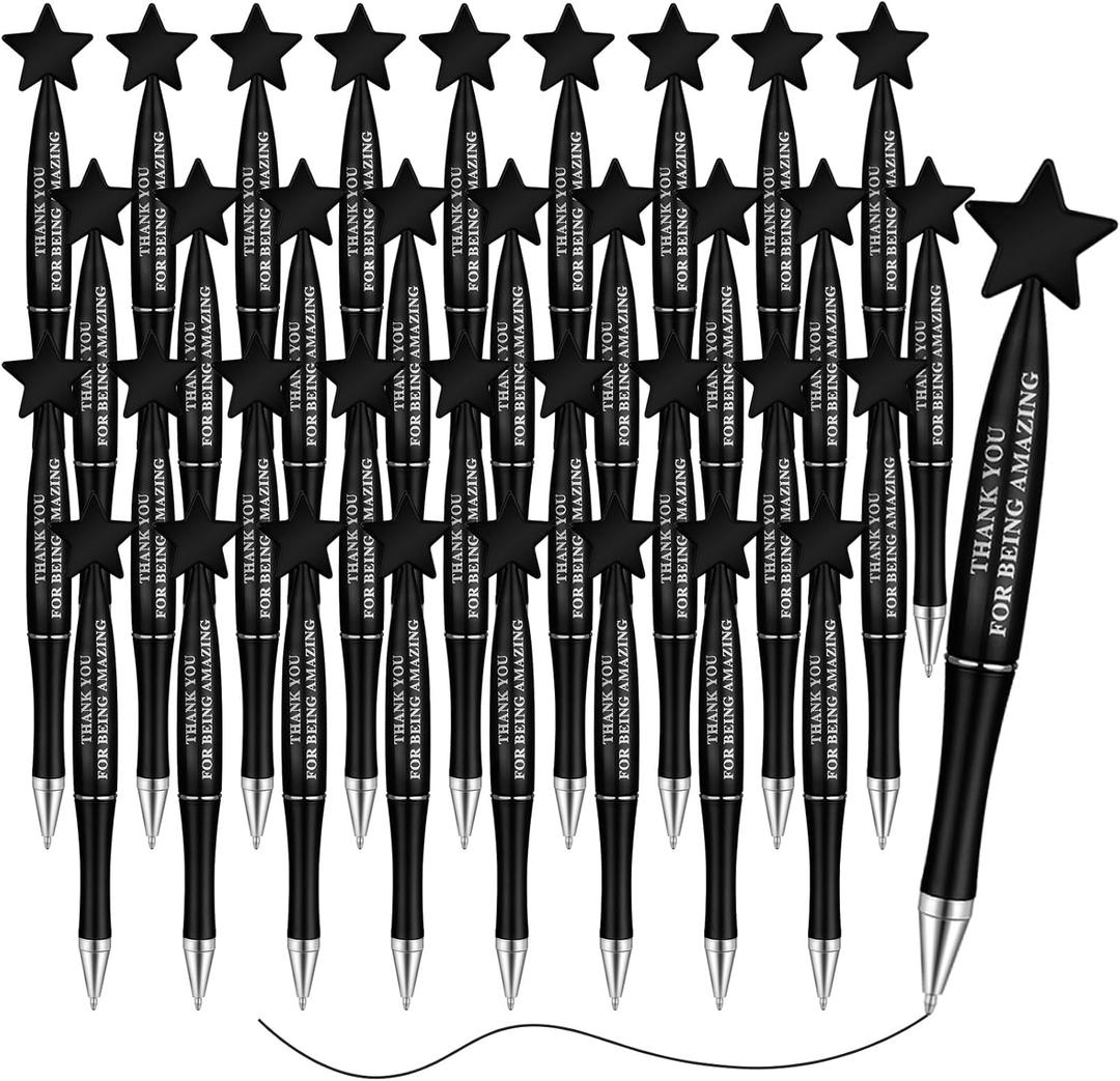 Yeaqee 36 Pcs Employee Appreciation Gifts Bulk Thank You Ballpoint Pens Staff Thank You Gifts Teacher Appreciation Pens for Team Coworker Volunteer Nurse Office Supplies(Black)