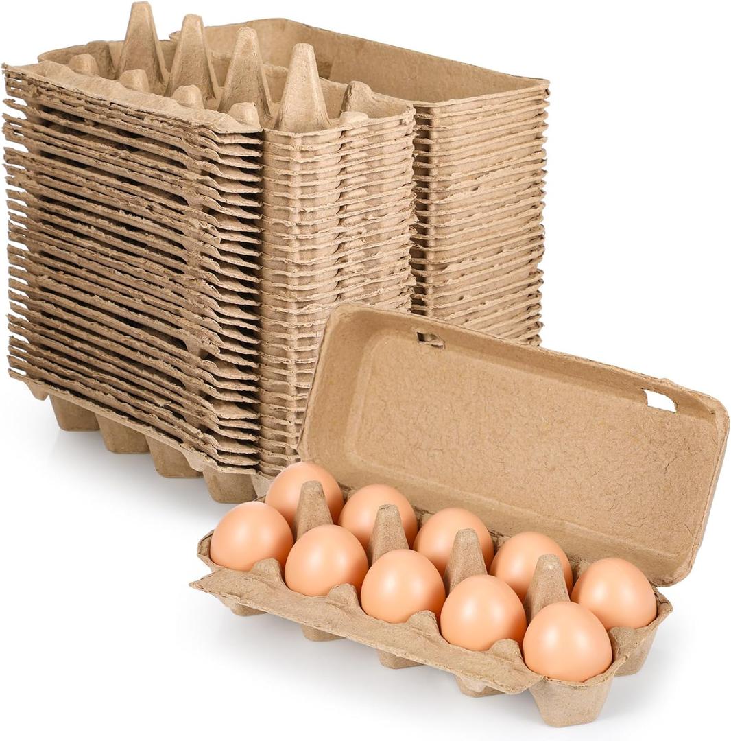 Nuenen 200 Pieces Egg Cartons Bulk Cardboard Blank Light Egg Cartons Empty Container Tray for Farm Market Family Kitchen(2 x 5 Style)