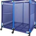 Pool Storage Bin Cart, Rolling Pool Storage Organizer Nylon Mesh Basket for Goggles, Floats, Balls and Floats Equipment (Regular Bin)