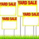 Yard Sale Signs with Stakes, Weatherproof for Yard & Garage Sale (Yellow)
